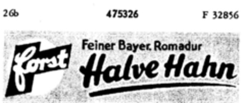 Forst Feiner Bayer. Romadur Halve Hahn Logo (DPMA, 20.02.1935)