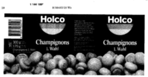 Holco Champignons 1. Wahl handverlesen Logo (DPMA, 15.10.1987)