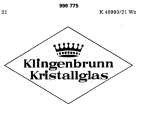 Klingenbrunn Kristallglas Logo (DPMA, 29.06.1979)