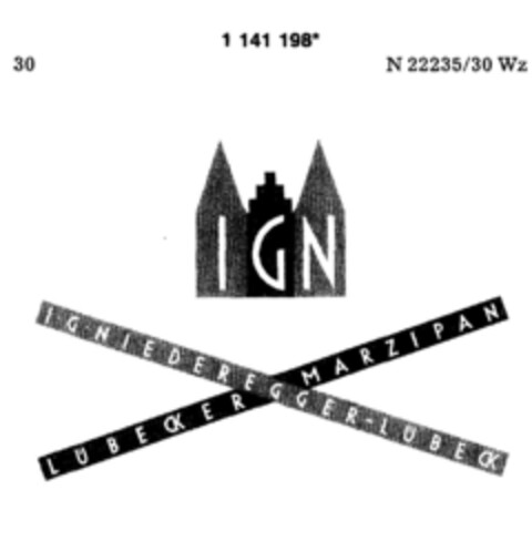 IGN I G NIEDEREGGER-LÜBECK LÜBECKER MARZIPAN Logo (DPMA, 24.02.1989)