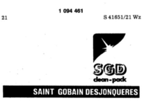 SGD clean-pack SAINT GOBAIN DESJONQUERES Logo (DPMA, 04.04.1985)