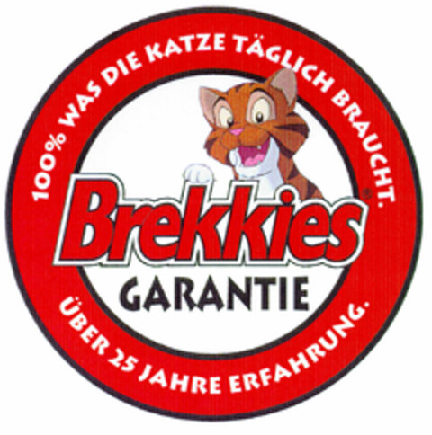 Brekkies GARANTIE 100% WAS DIE KATZE TÄGLICHE BRAUCHT. Logo (DPMA, 13.09.2000)