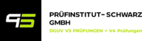 PRÜFINSTITUT-SCHWARZ GMBH DGUV V3 PRÜFUNGEN + V4 PRÜFUNGEN Logo (DPMA, 02.06.2025)