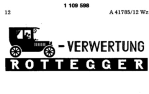 VERWERTUNG ROTTEGGER Logo (DPMA, 17.12.1986)