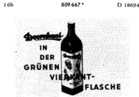 Doornkaat IN DER GRÜNEN VIERKANTFLASCHE Logo (DPMA, 07/14/1965)