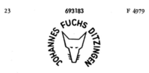 JOHANNES FUCHS DITZINGEN Logo (DPMA, 28.08.1954)