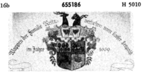 Wappen der Familie Reitz verliehen vom Kaiser Leopold im Jahre 1659 Logo (DPMA, 06.10.1952)