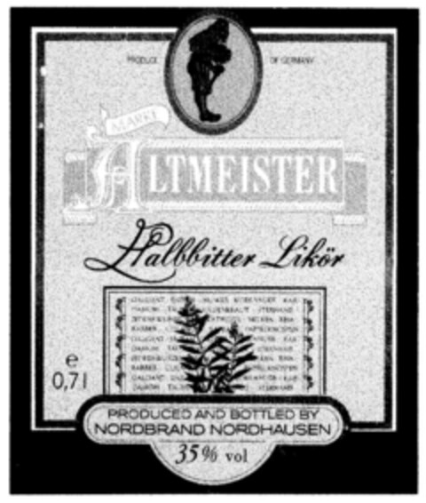 ALTMEISTER Halbbitter Likör Logo (DPMA, 23.08.1990)