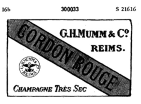 CORDON ROUGE CHAMPAGNE TRES SEC Logo (DPMA, 03/27/1922)