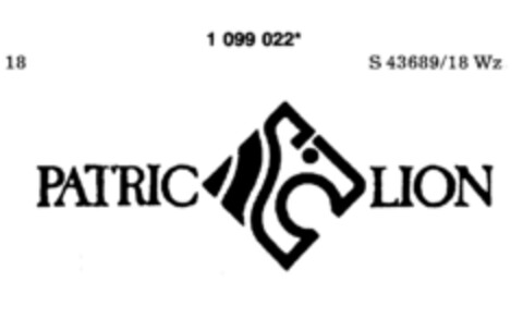 PATRIC LION Logo (DPMA, 08/19/1986)