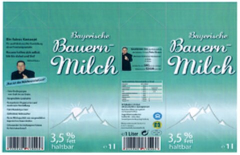 Bayerische Bauern-Milch 3,5 % Fett haltbar Logo (DPMA, 02.05.2008)