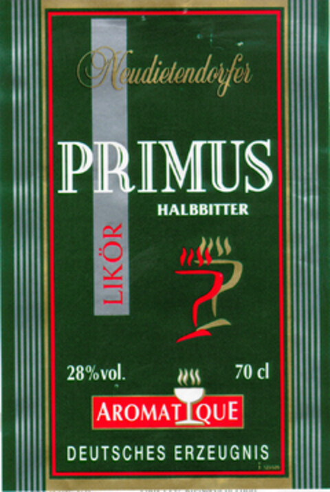 Neudietendorfer PRIMUS HALBBITTER LIKÖR Logo (DPMA, 31.01.1998)