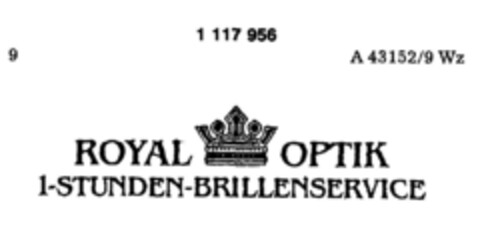 ROYAL OPTIK 1-STUNDEN-BRILLENSERVICE Logo (DPMA, 21.07.1987)