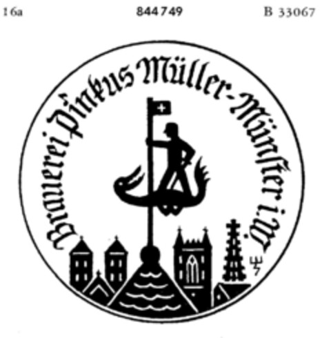 Brauerei Pinkus Müller - Münster i. W. Logo (DPMA, 03.02.1965)