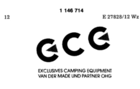 ece EXCLUSIVES CAMPING EQUIPMENT Logo (DPMA, 07/22/1988)