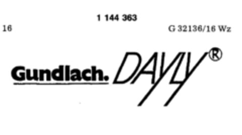 GUNDLACH DAYLY Logo (DPMA, 03/15/1985)