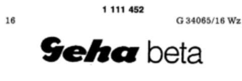 Geha beta Logo (DPMA, 21.02.1987)