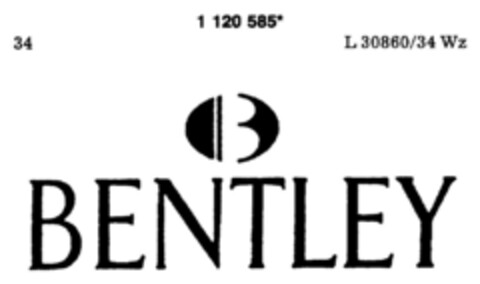 BENTLEY Logo (DPMA, 11.03.1988)