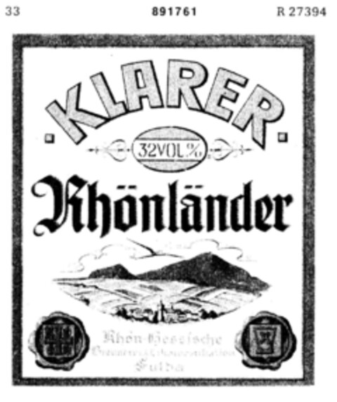 KLARER Rhönländer Logo (DPMA, 30.11.1970)