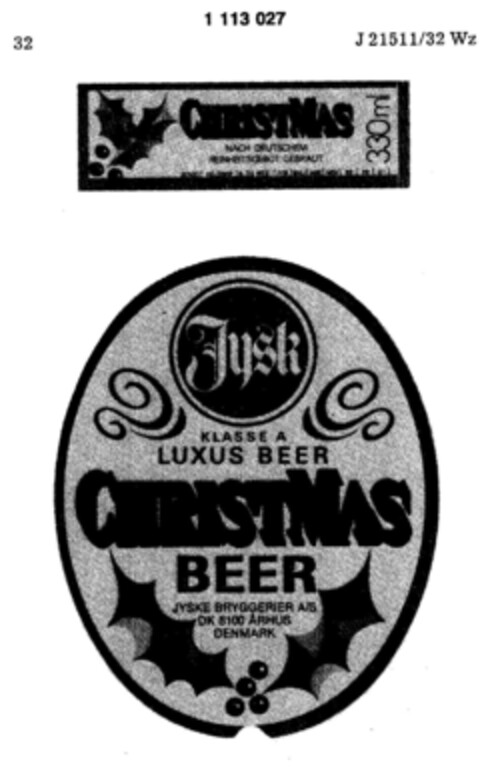 Jysk CHRISTMAS BEER Logo (DPMA, 05.12.1986)