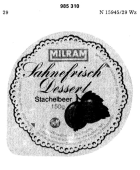 MILRAM Sahnefrisch Logo (DPMA, 09.08.1978)