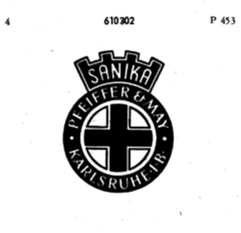 SANIKA PFEIFFER&MAY KARLSRUHE I B Logo (DPMA, 15.05.1941)