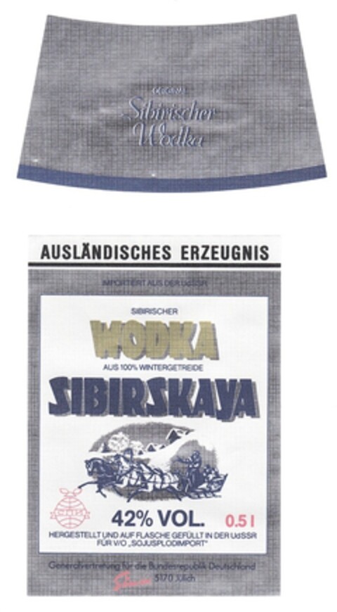 SIBIRSKAYA WODKA Logo (DPMA, 11.09.1979)