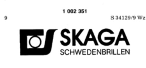 SKAGA SCHWEDENBRILLEN Logo (DPMA, 10/09/1979)