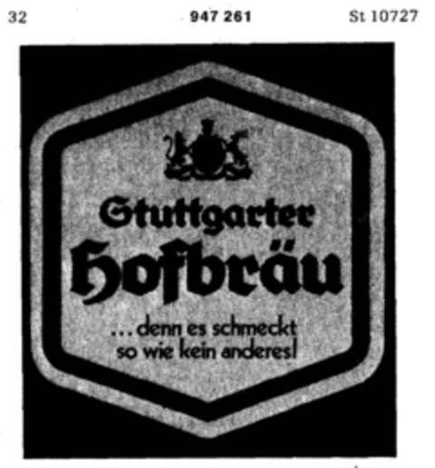 Stuttgarter Hofbräu Logo (DPMA, 12.09.1975)