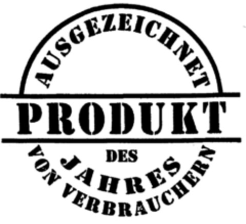 PRODUKT DES JAHRES AUSGEZEICHNET VON VERBRAUCHERN Logo (DPMA, 10.08.1999)