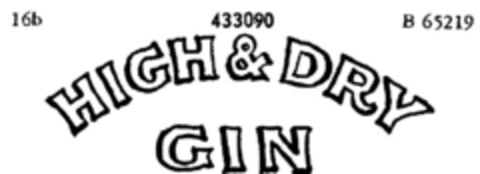 HIGH & DRY GIN Logo (DPMA, 12.12.1930)
