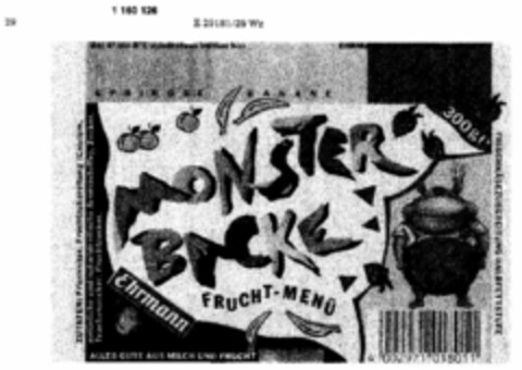 MONSTER BACKE FRUCHT-MENÜ Ehrmann Logo (DPMA, 12/02/1989)