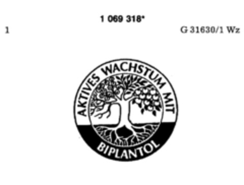 AKTIVES WACHSTUM MIT BIPLANTOL Logo (DPMA, 04.09.1984)