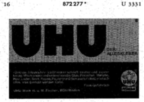 UHU DER ALLESKLEBER Logo (DPMA, 02.06.1970)