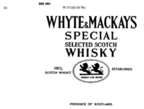 WHYTE&MACKAYS SPECIAL SELECTED SCOTCH WHISKY Logo (DPMA, 29.06.1976)