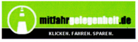 mitfahrgelegenheit.de KLICKEN.FAHREN.SPAREN. Logo (DPMA, 23.07.2001)