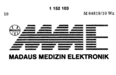 MADAUS MME MADAUS MEDIZIN ELEKTRONIK Logo (DPMA, 01.04.1989)