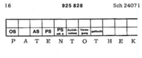 P A T E N T O T H E K Logo (DPMA, 29.05.1973)