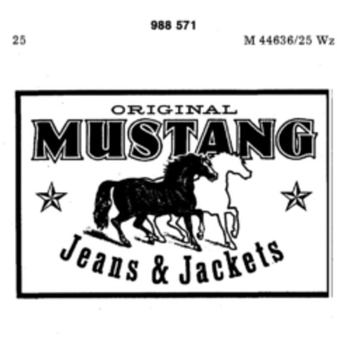 ORIGINAL MUSTANG Jeans & Jackets Logo (DPMA, 05/18/1978)