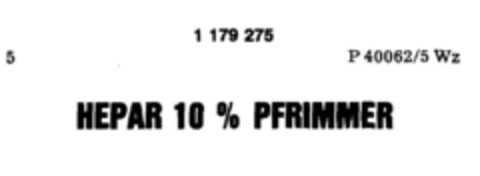 HEPAR 10% PFRIMMER Logo (DPMA, 20.09.1990)