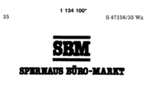 SBM SPERNAUS BÜRO-MARKT Logo (DPMA, 17.08.1988)