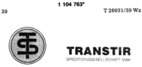 TS TRANSTIR SPEDITIONSGESELLSCHAFT MBH Logo (DPMA, 11/14/1986)