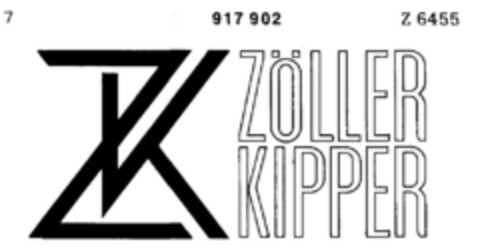 ZK ZÖLLER KIPPER Logo (DPMA, 05/07/1973)