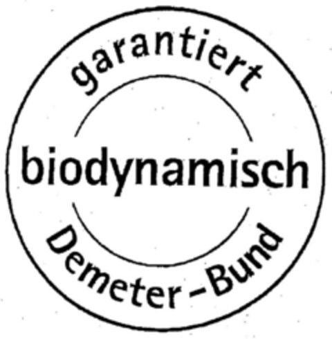 garantiert biodynamisch Demeter-Bund Logo (DPMA, 03/27/2002)