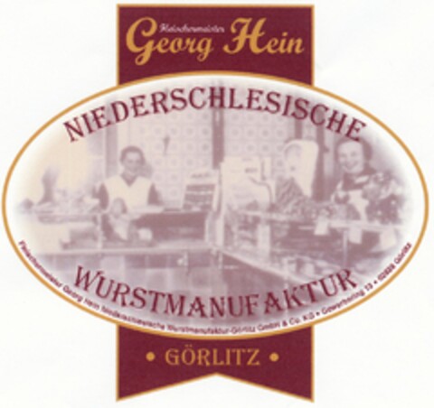 Fleischermeister Georg Hein NIEDERSCHLESISCHE WURSTMANUFAKTUR Logo (DPMA, 07.04.2003)