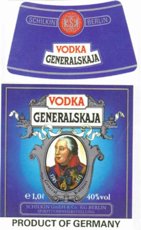 VODKA GENERALSKAJA General Kutusov Logo (DPMA, 18.09.1995)