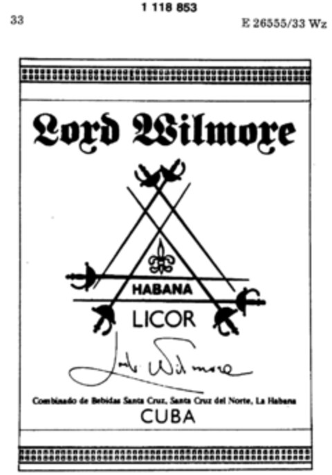 Lord Wilmore Logo (DPMA, 03/20/1987)