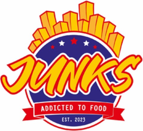 JUNKS ADDICTED TO FOOD EST. 2023 Logo (DPMA, 02/22/2023)