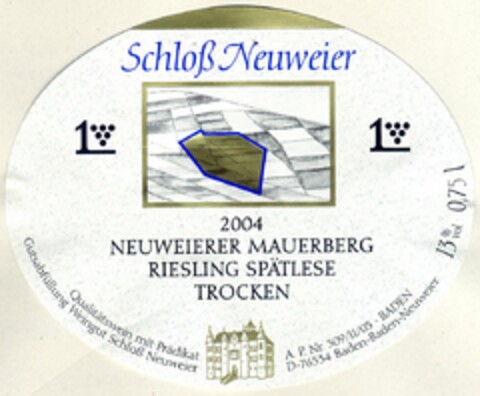 Schloß Neuweier 2004 NEUWEIERER MAUERBERG Logo (DPMA, 28.07.2005)