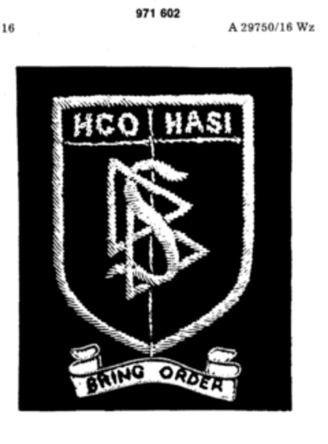 HCO HASI DDS BRING ORDER Logo (DPMA, 07.11.1977)